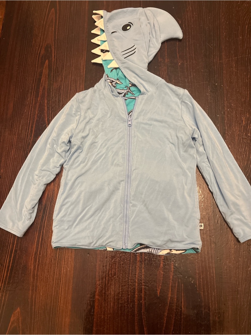 Bums & Roses bamboo Shark Hooded Zip Jacket - reversible
